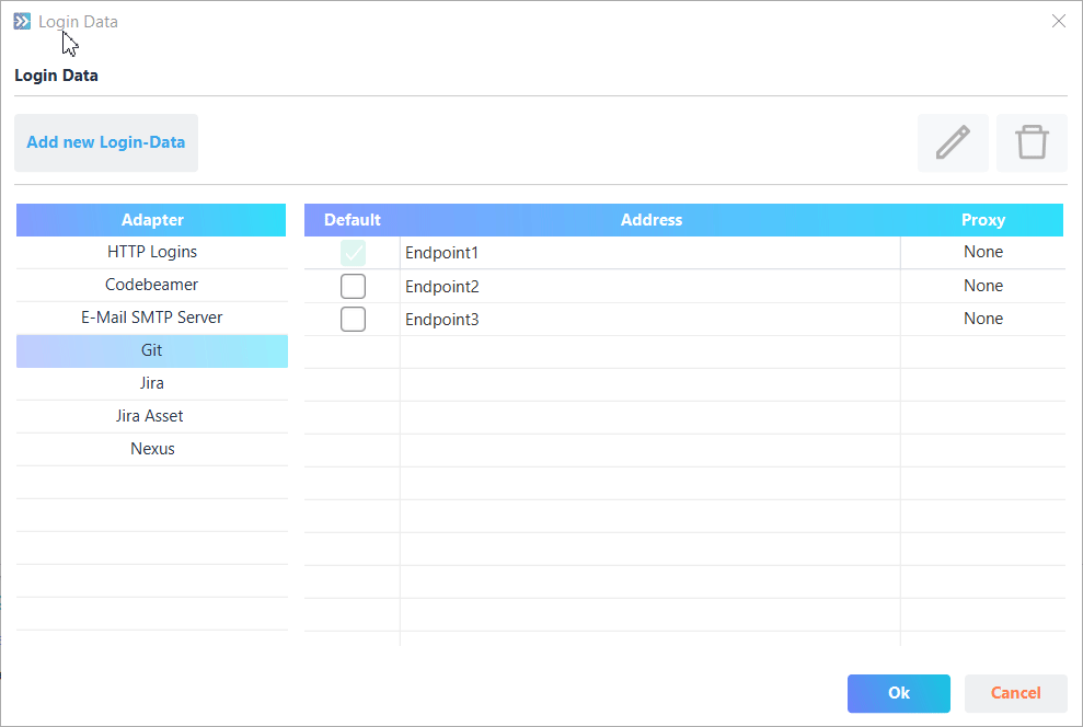 LoginDataDialog Delete